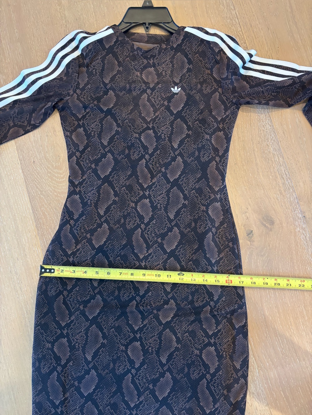 Adidas Snake Skin Print Maxi Dress Long Sleeve Midi Small NWT Aurora Coffee - Picture 9 of 10